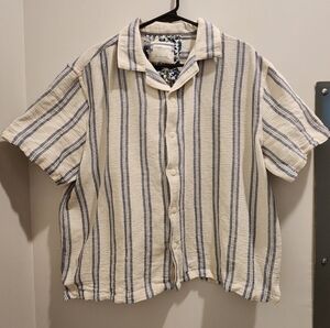 Blue and White Vertical Striped Men's Summer Shirt